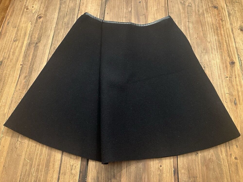 3.1 Phillip Lim Techno Flare Skirt NWT Black Wool Blend Size 6 Edgy Luxury
